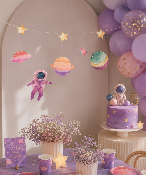 Astronaut Girl Party Banner