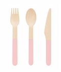 Wooden Cutlery Set - Pink