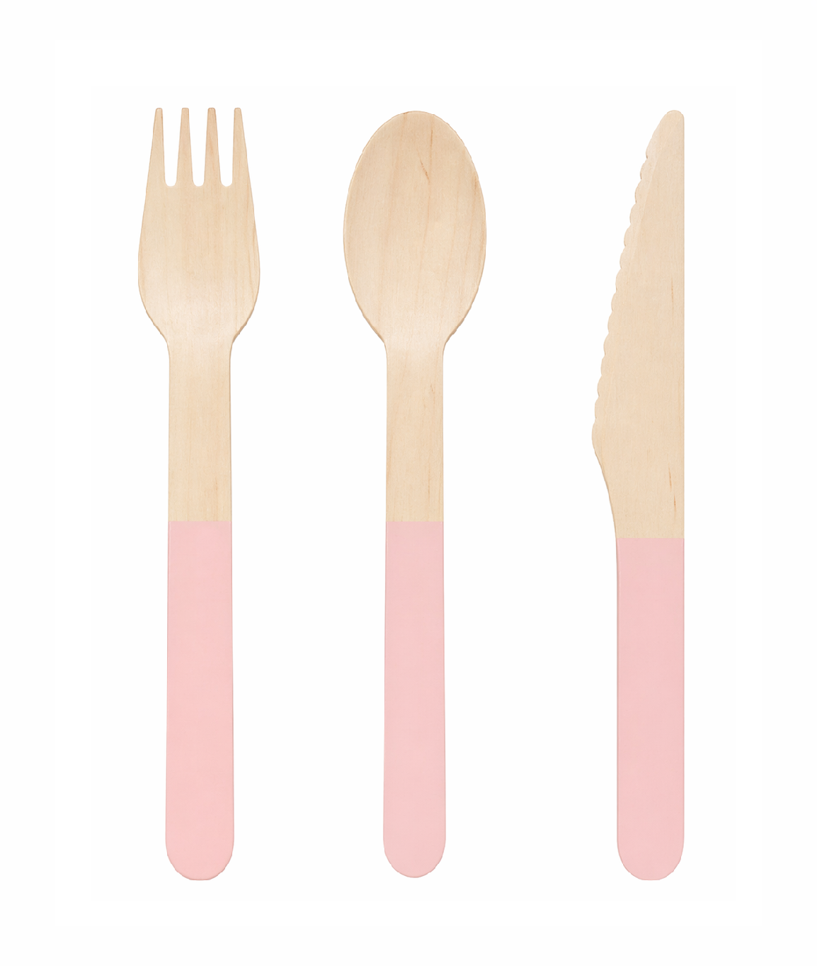 Wooden Cutlery Set - Pink