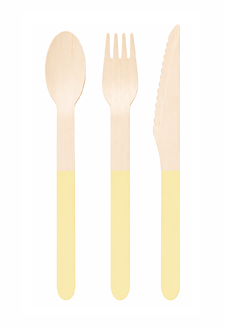 Wooden Cutlery Set - Yellow