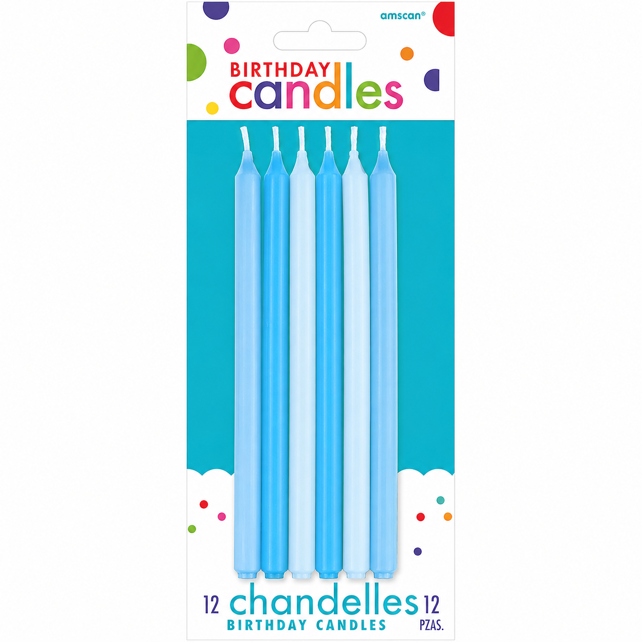 Blue Birthday Taper Candles - Pack of 12