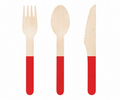 Wooden Cutlery Set - Red