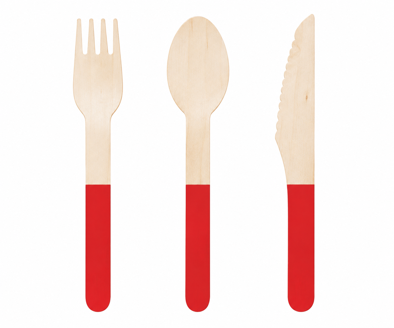 Wooden Cutlery Set - Red