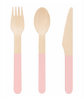 Wooden Cutlery Set - Pink