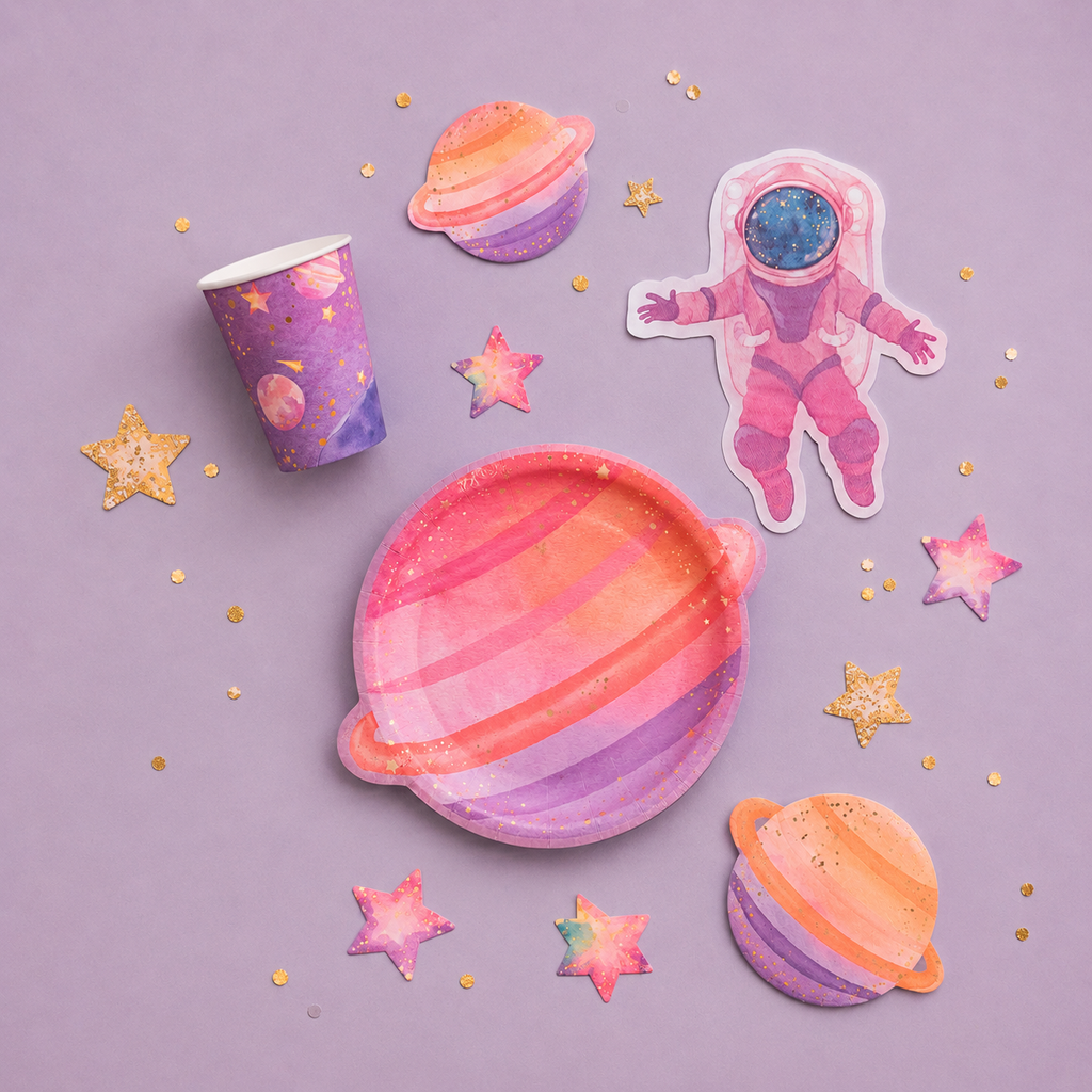 Astronaut Girl Galaxy Paper Cups
