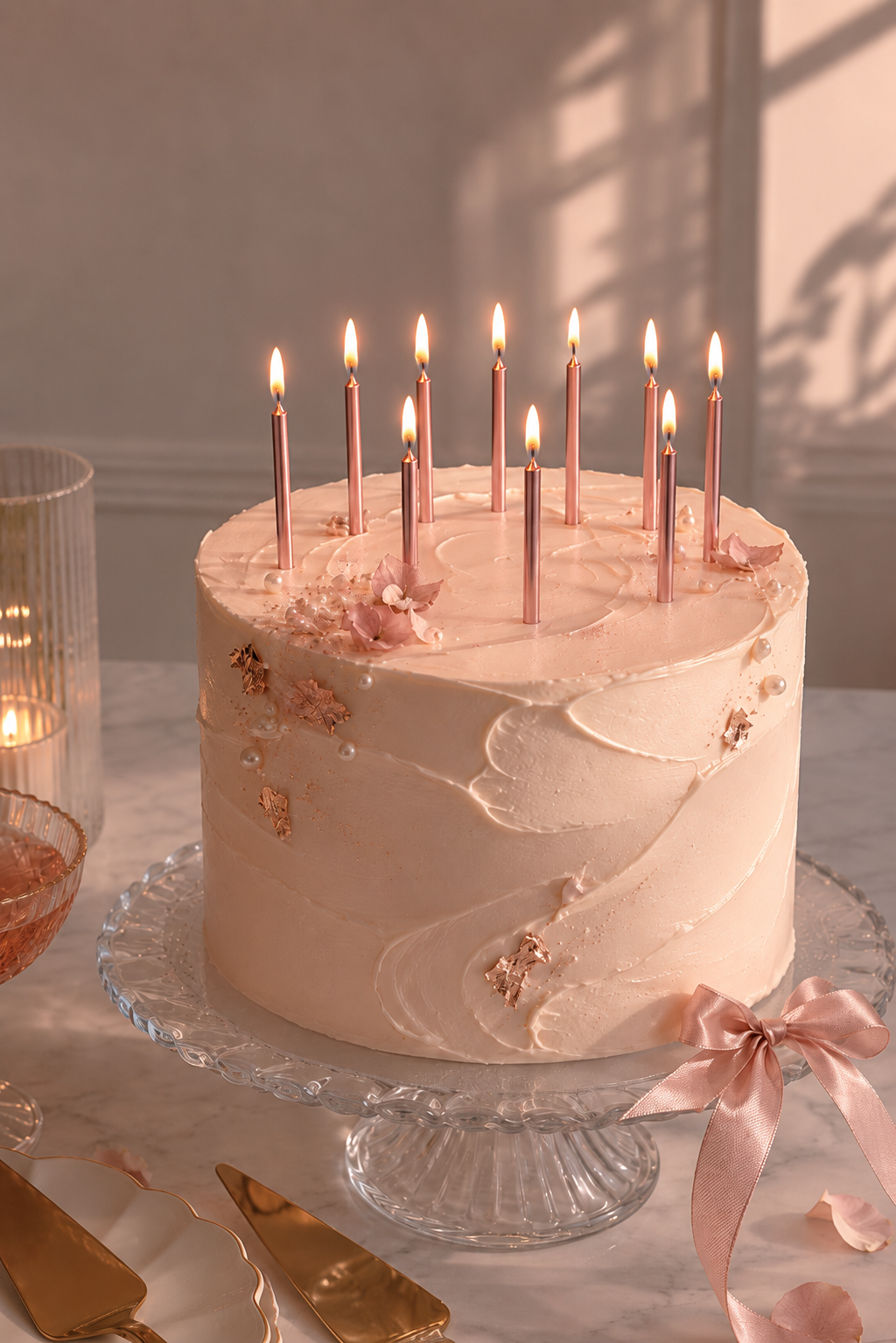 Rose Gold Taper Candles - Pack of 10