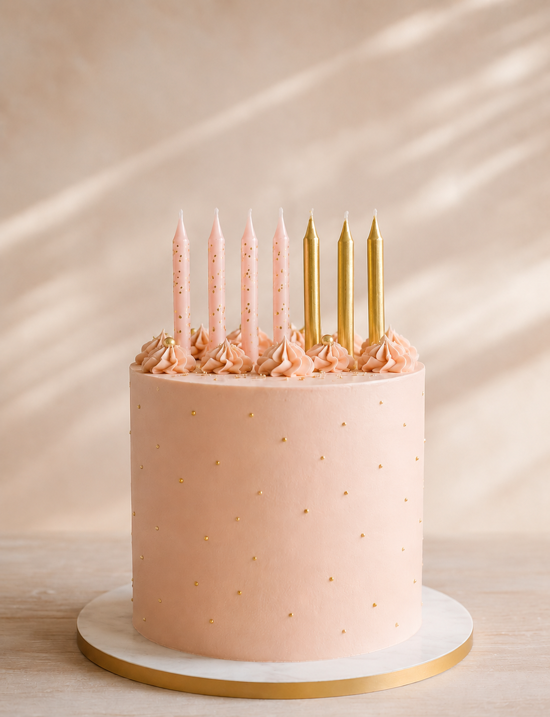 Pink Glittered & Metallic Gold Candles - Pack of 12
