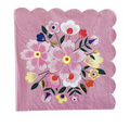 Retro Flowers Paper Napkins Pink