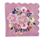 Retro Flowers Paper Napkins Pink