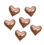 Rose Gold Heart Shaped Latex Balloons - 6 Pack