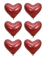 Red Heart Shaped Latex Balloons – 6 Pack
