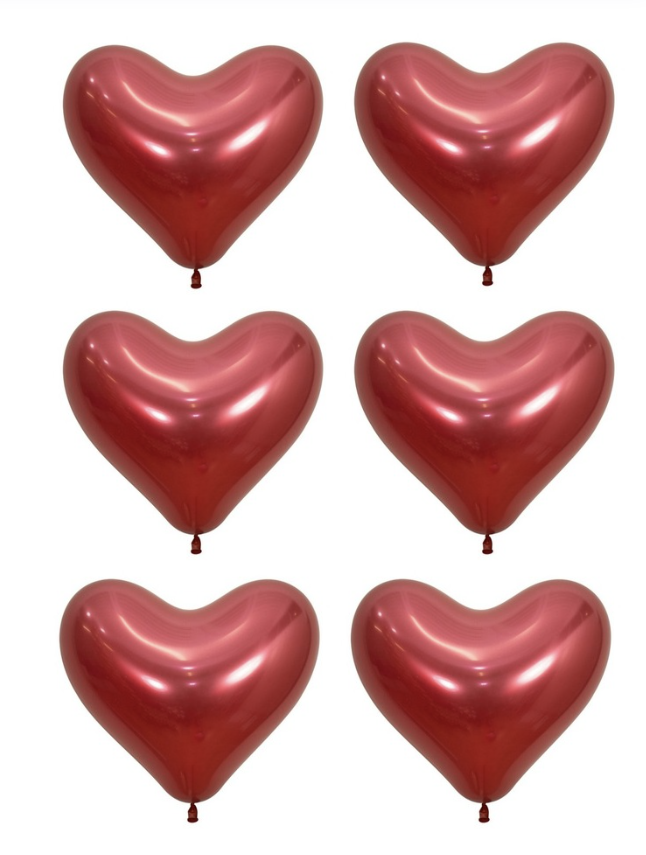 Red Heart Shaped Latex Balloons – 6 Pack