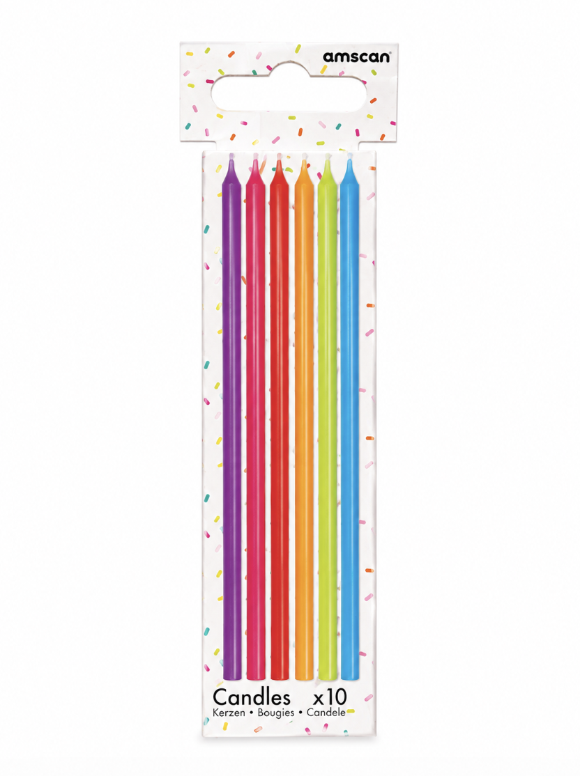 Primary Colours Taper Candles - Pack of 10