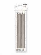 Silver Taper Candles - Pack of 10
