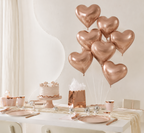 Rose Gold Heart Shaped Latex Balloons - 6 Pack