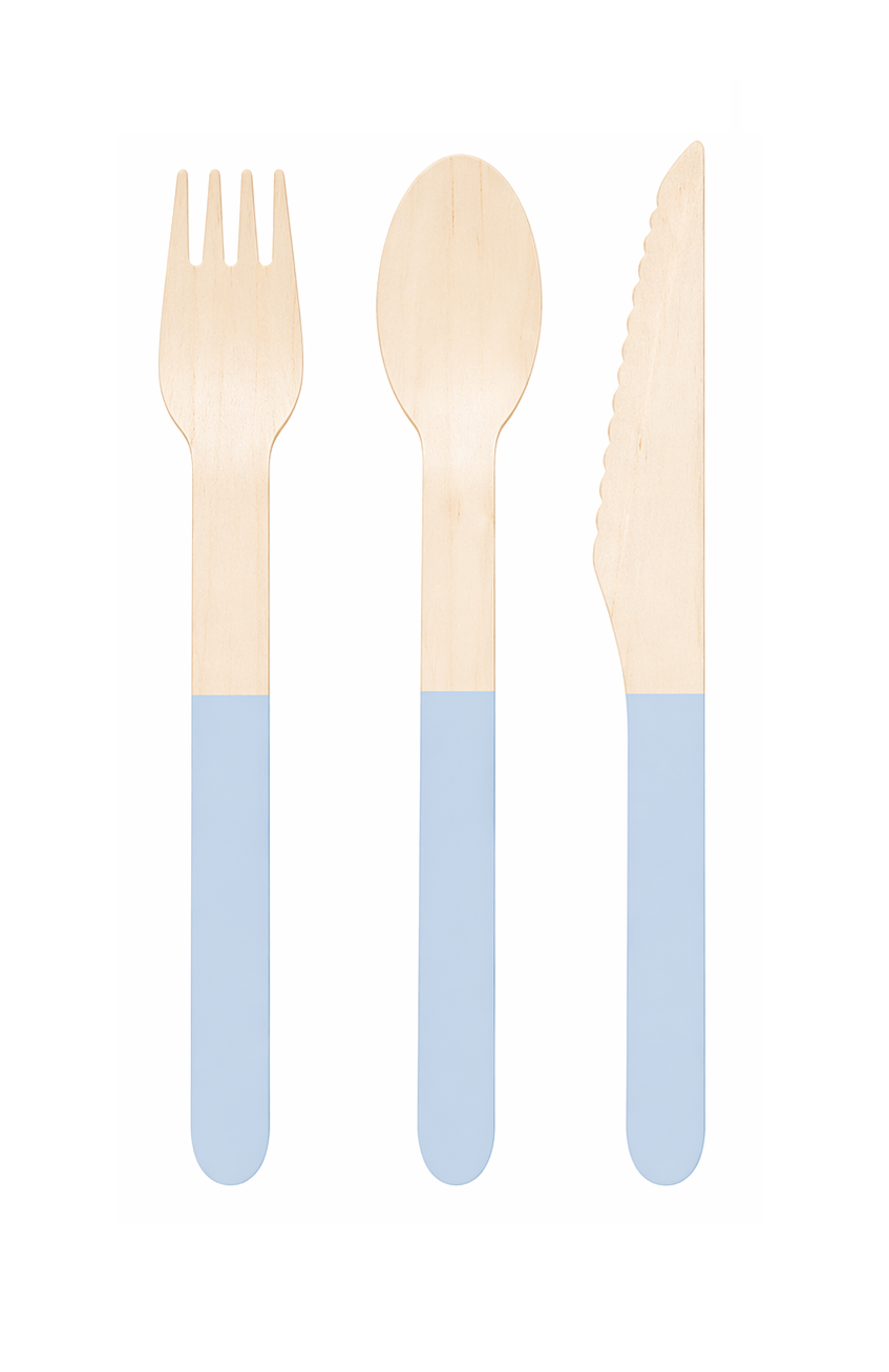 Wooden Cutlery Set - Blue