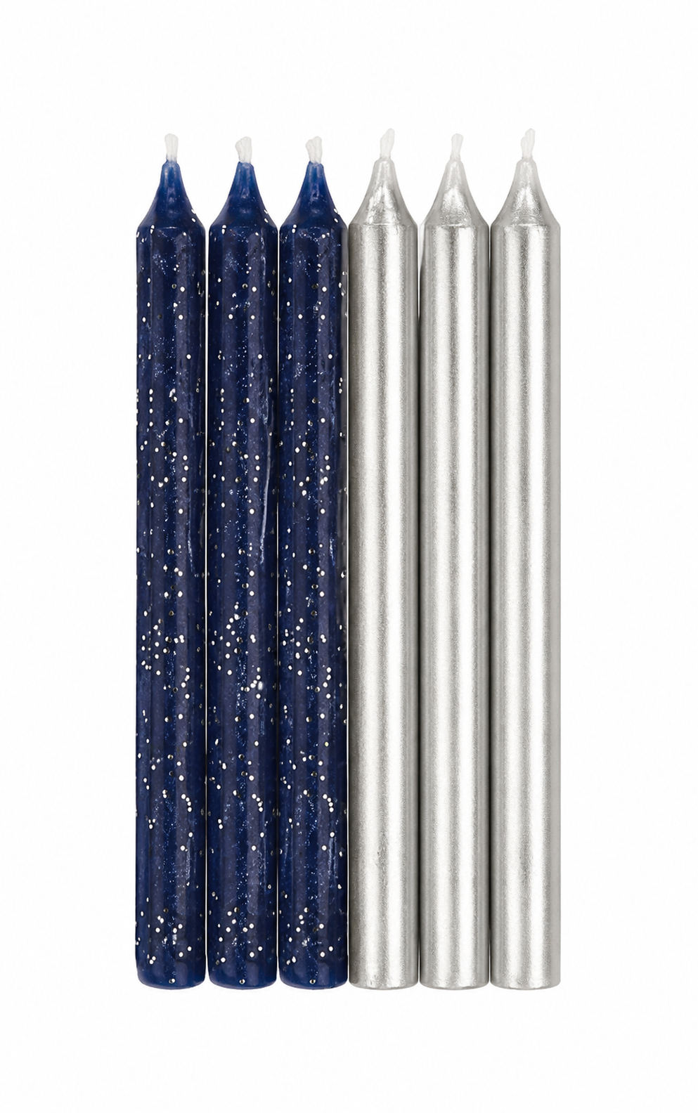 Blue Glitter & Metallic Silver Candles
