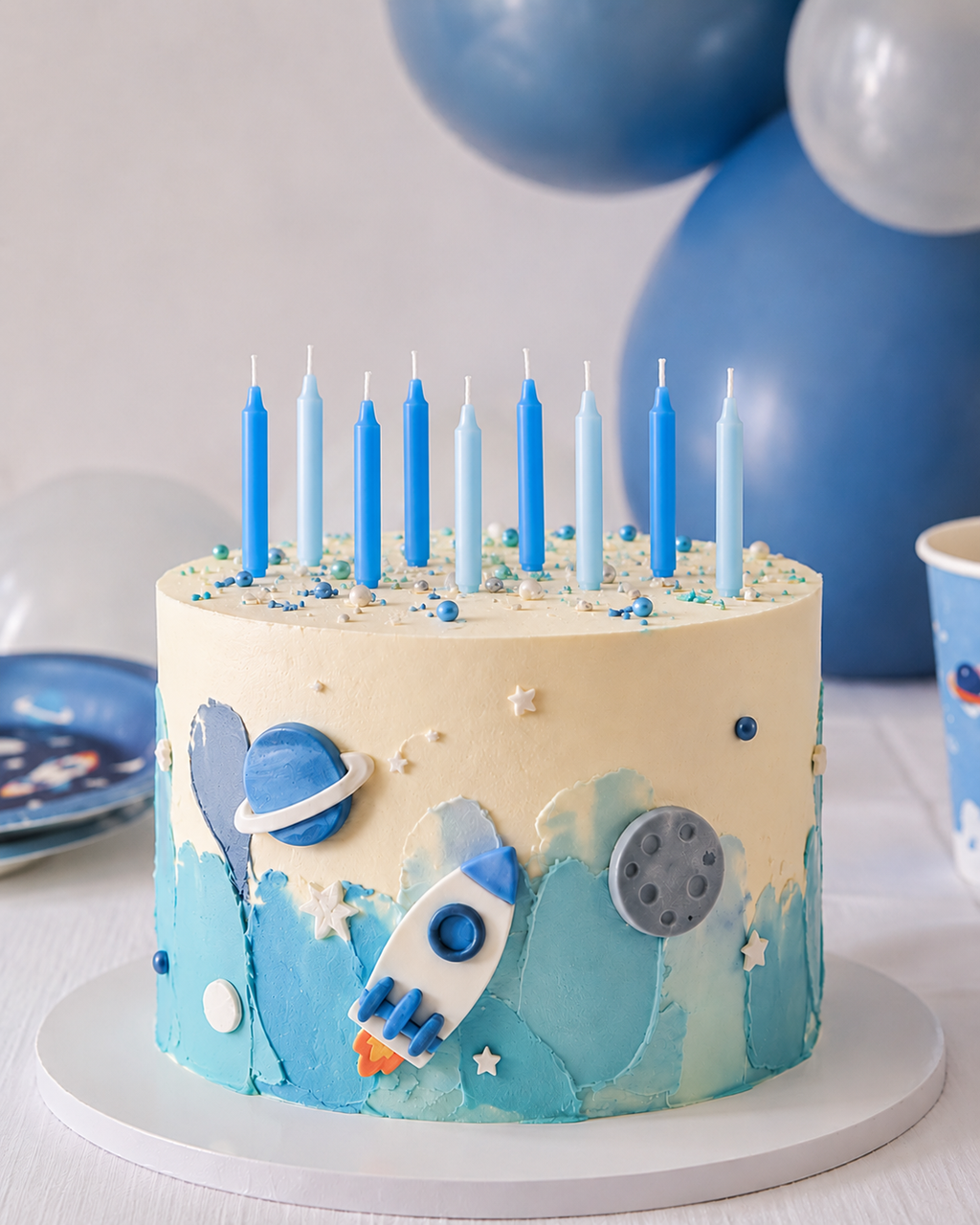 Blue Birthday Taper Candles - Pack of 12