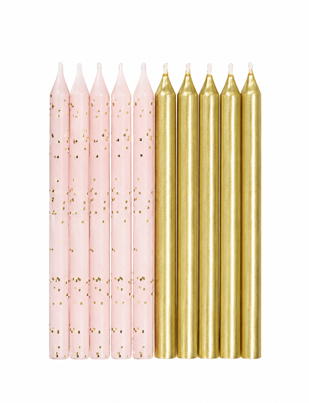 Pink Glittered and Metallic Gold Candles