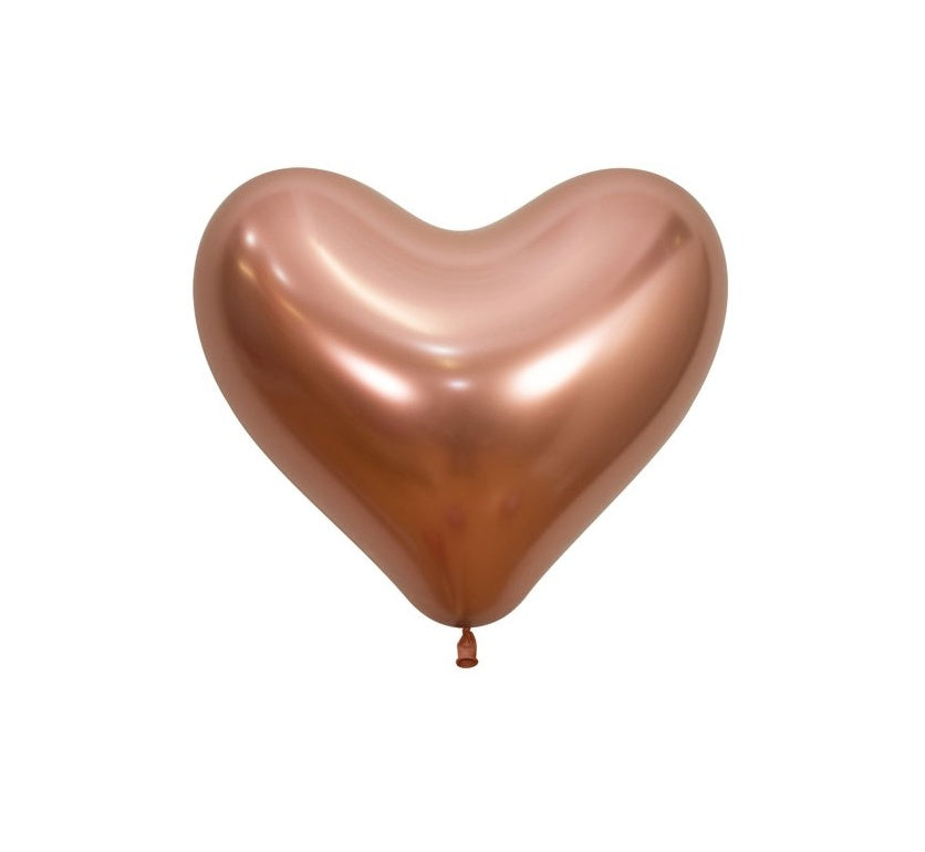 Rose Gold Heart Shaped Latex Balloons - 6 Pack