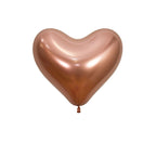 Rose Gold Heart Shaped Latex Balloons - 6 Pack