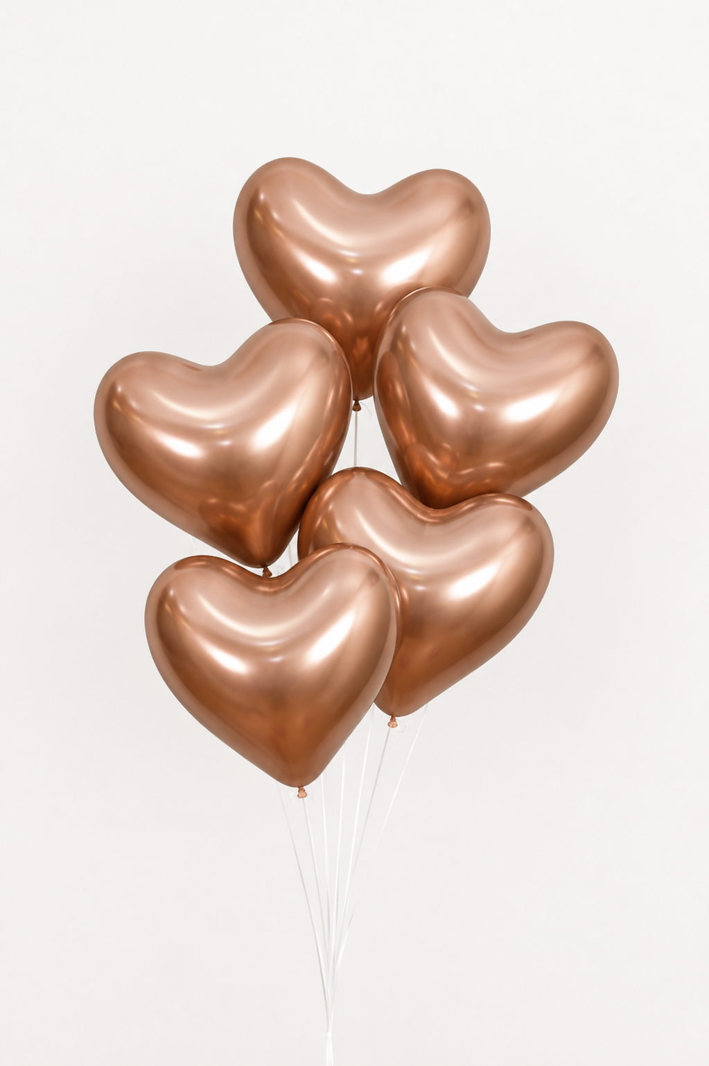 Rose Gold Heart Shaped Latex Balloons - 6 Pack